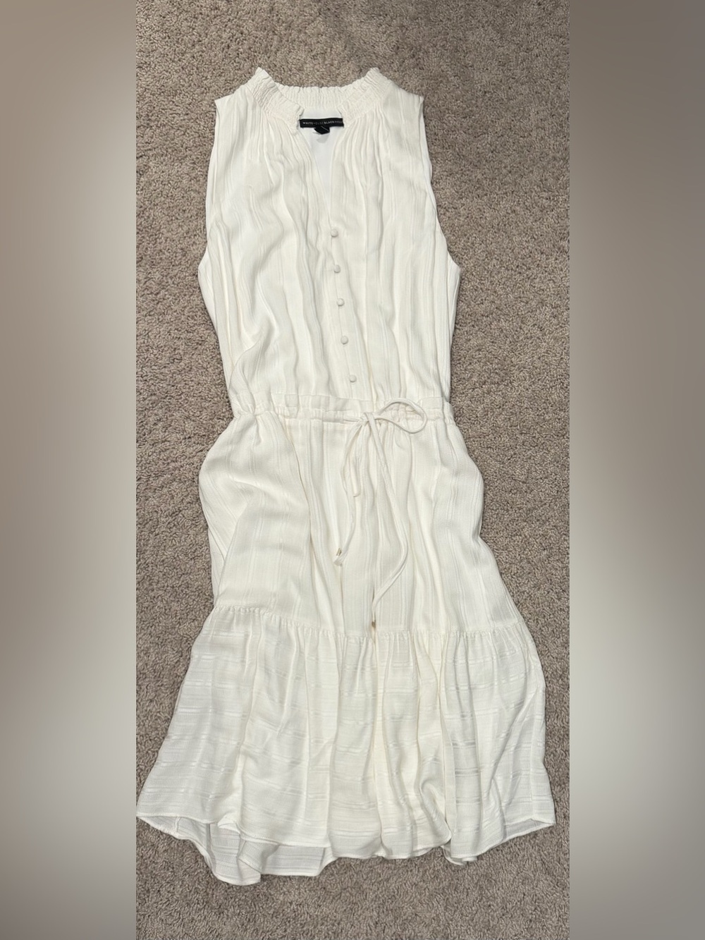 White House Black Market Sleeveless Cream Button-Front Maxi Dress